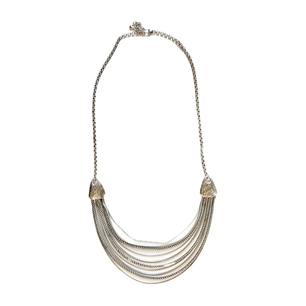 Brighton Catwalk Long Bib Love Chic Diva Silver Tone Necklace Layered Retired